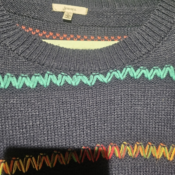 JODIFL EUC Large Navy Sweater with Colorful Accents - Picture 3 of 4